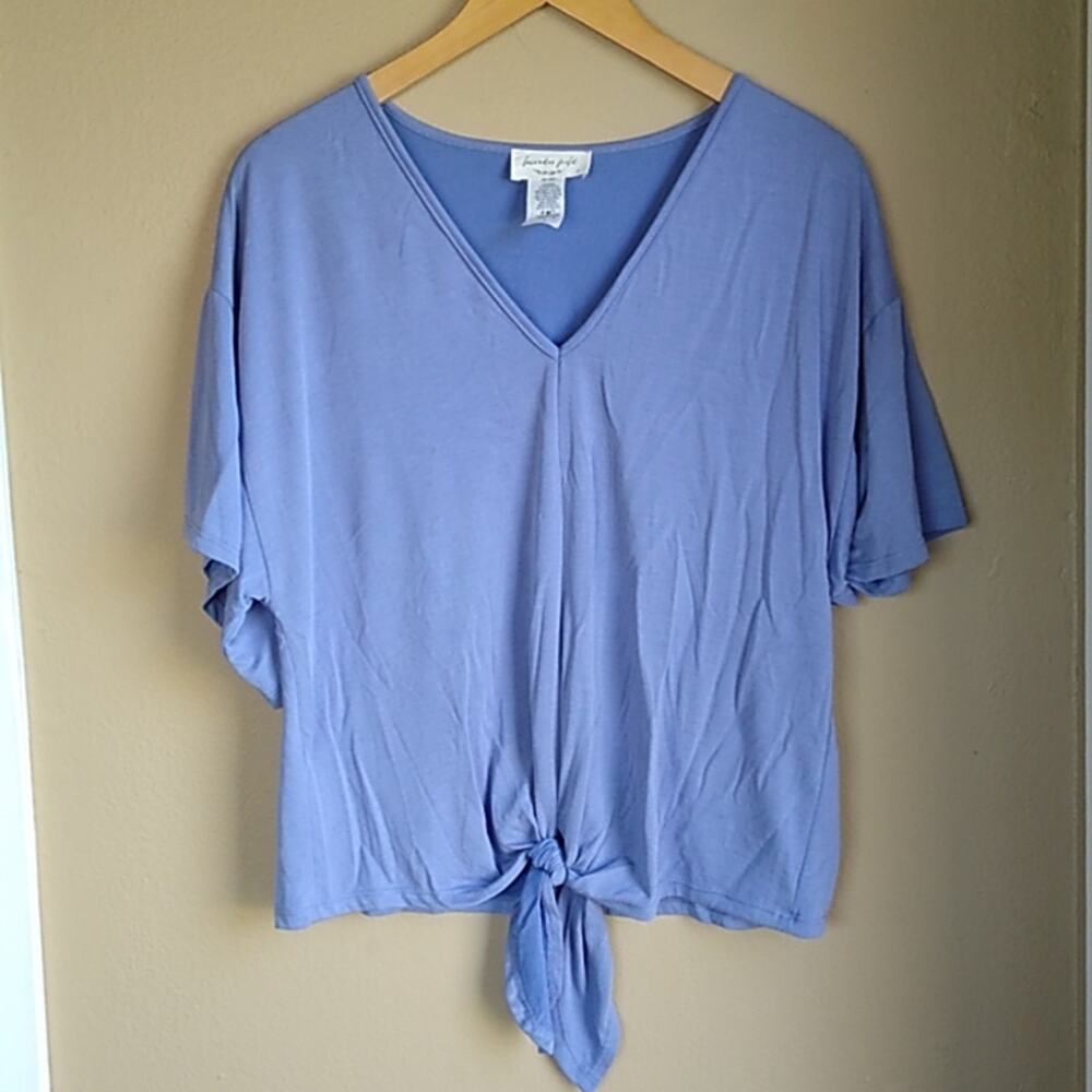 Lavender Field Knotted Short Sleeve Spring oversized Soft T Shirt Size S